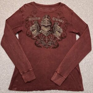 VTG Affliction Crusader‎ Thermal Long Sleeve Shirt Adult Medium Distressed USA